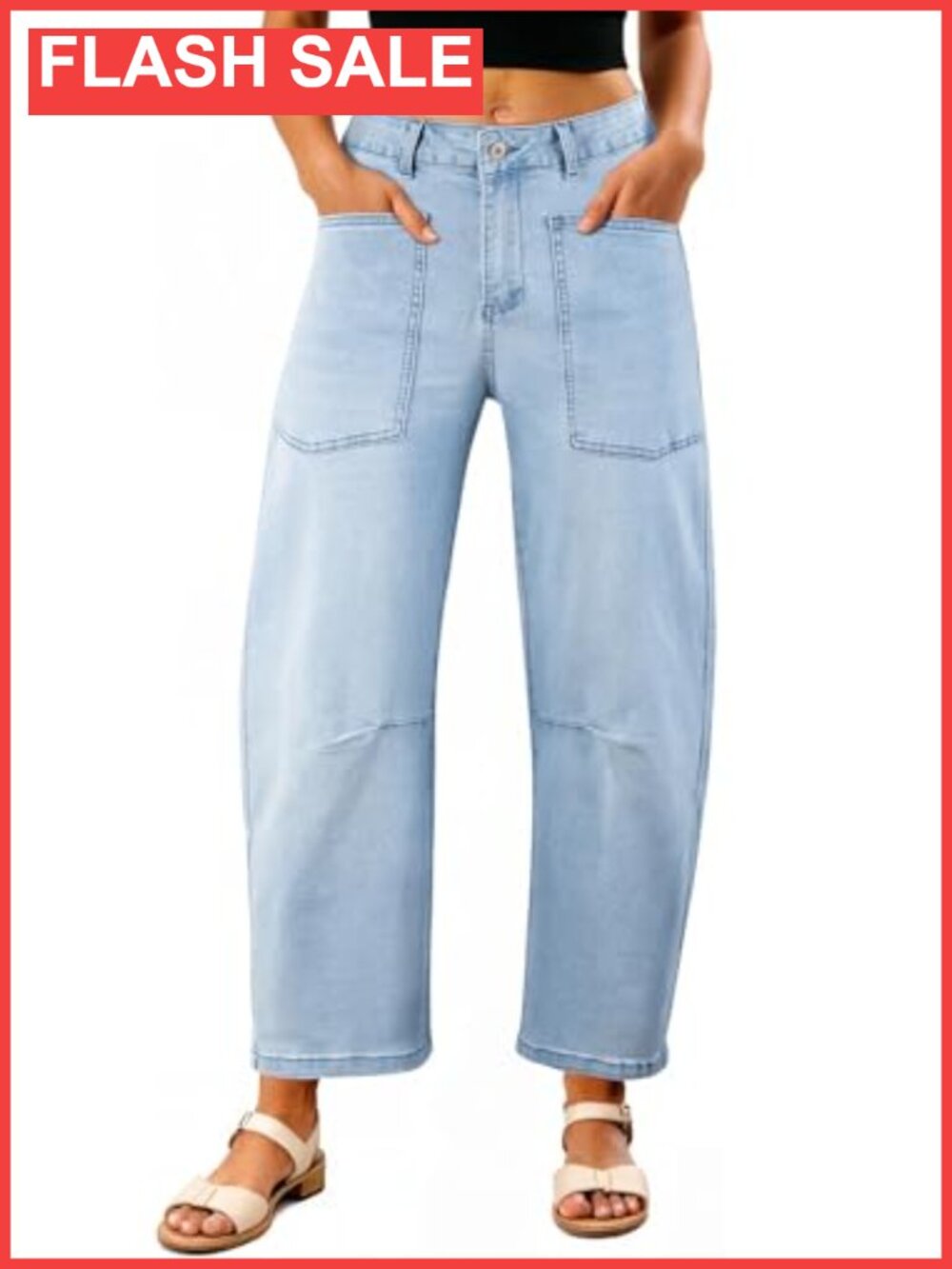 Barrel Jeans Women Baggy Stretchy Cropped Denim Pants High Waisted
